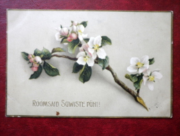Pentecost Greeting Card - Apple Tree Branch - Cup Of Tea - Circulated In 1914 - Estonia - Tsarist Russia - Used - Pinksteren
