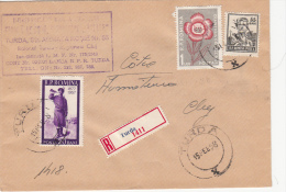 ROMANIAN SOLDIER, FLOWERS, STAMPS ON REGISTERED COVER, 1958, ROMANIA - Lettres & Documents