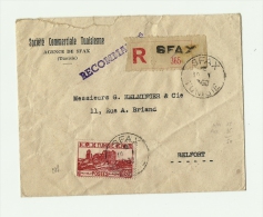 TUNISIE - SFAXLRI  1er Ech. – Tarif « FRANCE Métro » à 50F. (6.1.1949/1.3.1956)- LI 1°/20g. : 15f.  D. - Storia Postale