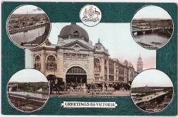 Greetings From Victoria Melbourne Flinders Street Railway Station Busy Scene Unused Color - Melbourne