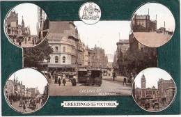 Greetings From Victoria Melbourne Collins Street Tram Station Busy Scene Unused Color - Melbourne