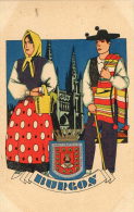 BURGOS (Espagne) Carte Illustrée Personnages En Costume Cathédrale - Burgos