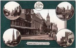 Greetings From Victoria Melbourne Swanston Street Tram Station Busy Scene Unused Color - Melbourne