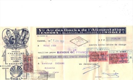 Lettre Change 1/6/ 1938 Docks Alimentation Cahors Rodez Huile SHELL CAHORS  Pour Gourdon Lot -  Timbre Fiscal - Bills Of Exchange