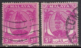 Selangor Used 1949, 5c X 2 Colour Variety,  Definitives, Malaya, Malaysia, - Selangor