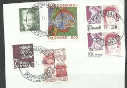 DENMARK Dänemark Danmark Cover Cut Out With Stamps + Nice Cancels 2012 - Gebruikt