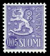 FINLAND, M-63 Lions Definitives 0,05 Type I HaP** - Unused Stamps