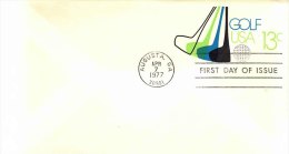 Unaddressed FDC 13c Golf.   Postmark Augusta GA 7 Apr 1977 - 1961-80