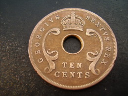 BRITISH EAST AFRICA USED TEN CENT COIN BRONZE Of 1949 - George VI. - Colonia Britannica