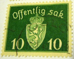 Norway 1937 Official Stamp 10ore - Used - Servizio