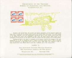 CB0176 United States 1973 Airline Tickets Airplane Engraver Proof MNH - Souvenirkaarten