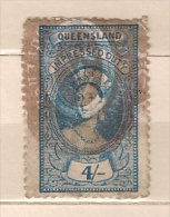 QUEENSLAND 1895 QUEEN VICTORIA REVENUE ST. DUTY 4SHILLINGS Used - Gebraucht