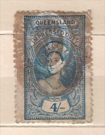 QUEENSLAND 1895 QUEEN VICTORIA REVENUE ST. DUTY 4SHILLINGS Used - Used Stamps