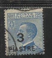 LEVANTE COSTANTINOPOLI 1922 SOPRASTAMPATO D'ITALIA ITALY OVERPRINTED 3 PI SU CENT. 25 C. USATO USED OBLITERE' - European And Asian Offices