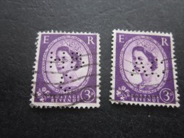 2 Timbres: UK  England Royaume Uni Great Gritain  Perforé Perforés Perfin Perfins Stamp Perforated PERFORE  >Trés Bie - Perfin