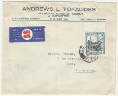 Cyprus Airways 1950 Andrew Tofalides - Nicosia To France - Cyprus Airways - Cartas