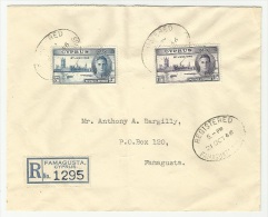 Cyprus 1946 Famagusta - Registered - Recommandée Cover - Ladas To Bargilis - Brieven En Documenten