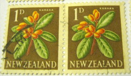 New Zealand 1960 Flower Karaka 1d X2 - Used - Used Stamps