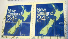 New Zealand 1982 Map 24c X2 - Used - Usati