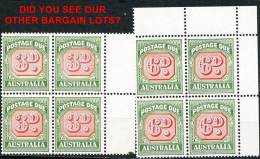 AUSTRALIA 1958-60 POSTAGE DUE SC# J88, 91 BLOCKS OF 4 VF MNH CV$63.00 (DEL01) - Segnatasse