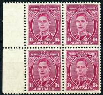 AUSTRALIA 1938 KING GEORGE VI SC# 176 BLOCK OF 4 MNH CV.$14.00 (DEL02) - Nuevos