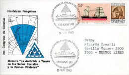 ARGENTINE. Enveloppe Commémorative De 1980. Ushuaia/Bateau. - Barcos Polares Y Rompehielos