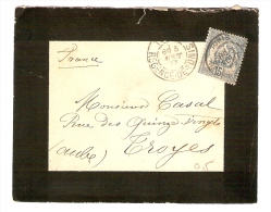 TUNISIE.   .1897 .  Rare Lettre De Deuil De Tunis Pour Troyes Dans L'Aube. - Covers & Documents