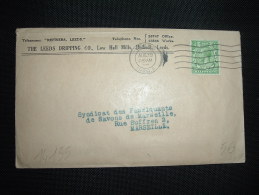 LETTRE  POUR FRANCE TP 1/2P OBL.MEC. AUG 30 1928 A LEEDS + THE LEEDS DRIPPING - Storia Postale