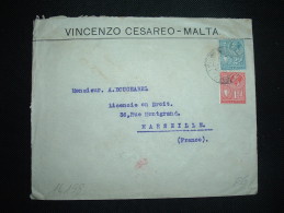 LETTRE  POUR FRANCE TP 2 1/2D + 11/2 D OBL. DE 19 32 VALLETTA MALTA + VINCENZO CESAREO - Malte (...-1964)