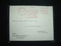 LETTRE  POUR FRANCE EMA F 153 à Fr0175 Du 22 1 36 ANTWERPEN + AMI . AVION + TRAIN - Cartas & Documentos