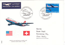 FIRST JUMBO JET FLIGHT : ZURICH -NEW YORK, POSTAL COVER,1971,SWITZERLAND - Lettres & Documents