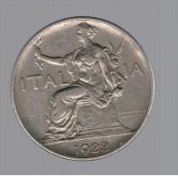 RARA - ITALIA 1 Lira 1922  KM62 - Altri & Non Classificati