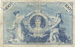 Deutschland 100 Mark Reichbanknote 1908 Ein Hundert Mark. Sie Erhalten Die Abgebildete Banknote - Siehe 2 Scans - 100 Mark