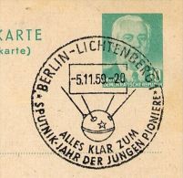 SPUTNIK-Year Berlin-Lichtenberg 1959 On East German Reply Card  P70 I A Special Print #6 - Altri & Non Classificati