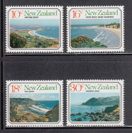 New Zealand MNH Scott #626-#629 Set Of 4 Scenics - Karitane, Ocean And Piha Beaches, Kaikoura Coastline - Ongebruikt