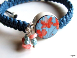 Bracelet Bleu Rose Perle Porcelaine, Perles De Culture, Coquillage Et Coton Ciré  Merci à Tendance-Perles Qui A Réalisé - Armbanden