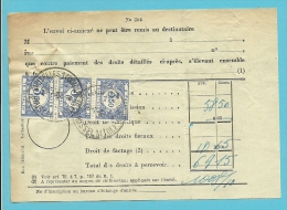 Dokument " Contre Paiement Des Droits De Douane" Met TX 48 (X3) Met Stempel BRUXELLES 1 (DOUANE) / BRUSSEL 1 (TOL) - Lettres & Documents