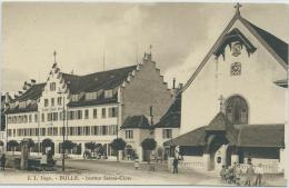 Bulle. Rue De  Bouleyres, Animée - Institut Ste-Croix, Sellier-tapissier, Villa Peyraud, Chapelle Des Capucins - Chapelle