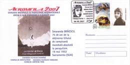 SMARANDA BRAESCU - FIRST ROMANIAN PARACHUTIST,COVER STATIONERY,2007,UNUSED,RO MANIA - Parachutting