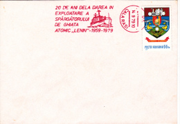 "LENIN" ATOMIC ICE-BREAKER, RED METER MARK ON COVER,1979,ROMANIA - Atomo