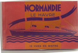 Thème Bateau: Le Normandie Carnet De 12  Vues  Diverses     (SVP Lire Annotation) - Passagiersschepen