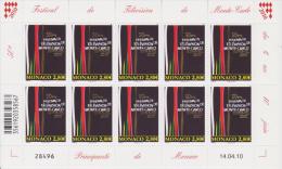 Monaco Mi 2999 Monte Carlo Television Festival * * 2010 - Full Sheet - Other & Unclassified