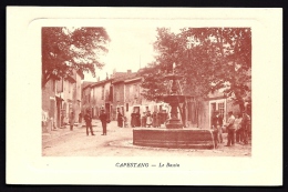 CPA ANCIENNE- FRANCE- CAPESTANG (34)- SÉPIA- LE BASSIN EN GROS PLAN AVEC BELLE ANIMATION - Capestang