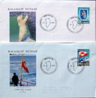 Greenland 1989 10th. Anniversary Internal Autonomy FLAG And POLAR BEAR  MiNr.195-96  FDC ( Lot Ks) - FDC