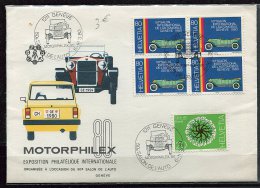 Lot 325 - B 17 - Suisse N° 1100 + 1103 En Bloc De 4 Sur Env. - "Motorphilex 80" Véhicules - Lettres & Documents