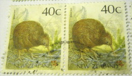New Zealand 1988 Bird Brown Kiwi 40c X2 - Used - Used Stamps