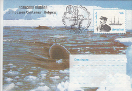 A. DE GERLACHE, EXPLORER, BELGICA SHIP, WHALES, COVER STATIONERY, ENTIERE POSTAUX, 1997, ROMANIA - Explorers