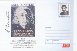 ALBERT EINSTEIN, PHISICIST, COVER STATIONERY, ENTIERE POSTAUX, 2005, ROMANIA - Albert Einstein