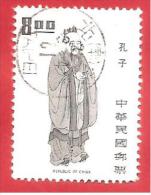 TAIWAN - FORMOSA - CINA - USATO - 1973 - Confucius - 8 New Taiwan Dollar - Michel TW 952 - Unused Stamps