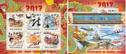 Mozambico 2011, Lunar Year Of Dragon 2012 6val In BF +BF - Astrology